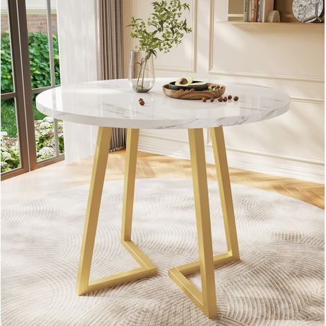 tavolo pranzo rotondo 80 cm marmo bianco base metallo OKMYHOME (1/5)