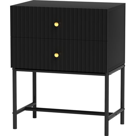 Elegant TwoDrawer Bedside Table Black (1/5)