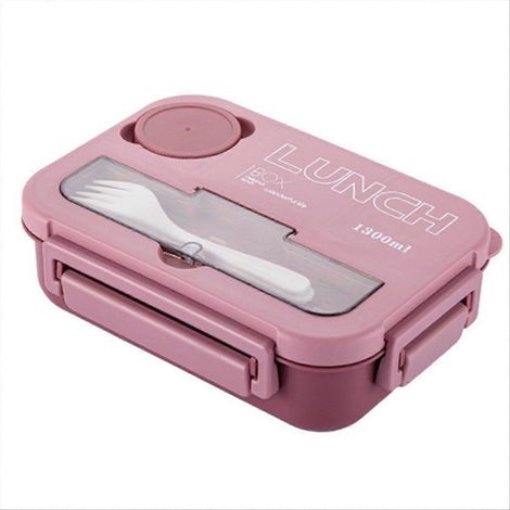 Tragbare Lunchbox mit Fächern, Bento-Box für Schüler und Büro mit Gabel und Löffel, mikrowellengeeigneter Lebensmittelbehälter B (1/5)