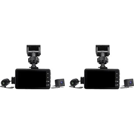 Caméra embarquée DVR pour moto (x2) avec caméras avant et arrière, enregistrement vidéo en boucle double, étanche, pour la conduite à moto. (1/5)