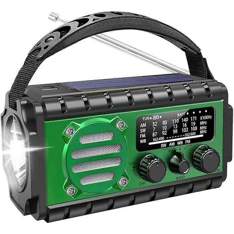 Radio a manovella ad energia solare da 20000 mAh, radio AM/FM, power bank ricaricabile tramite USB, torcia, segnale di soccorso SOS (1/5)