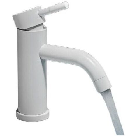 Robinet de lavabo blanc élégant en acier inoxydable - Bouche incurvée blanche (1/4)