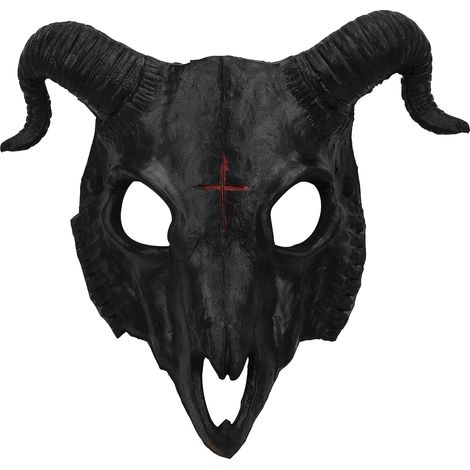 Masque gothique de crâne de chèvre avec cornes de bélier – Costume de démon/diable pour cosplay et décoration d'Halloween (1/5)