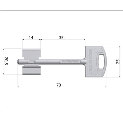 CHIAVE GREZZA SECURMAP14 GAMBO 35MM SECUREMME
