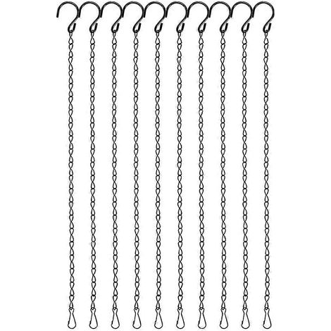 Set mit 10 Pflanzenhaken (50 cm) für Hängeampeln, schwarze Aufhängeketten (1/5)