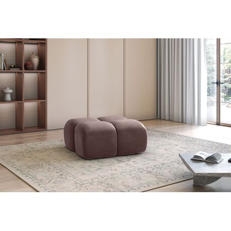Polsterhocker Designerhocker DARCY 85x85 cm in Stoff Salvador Braun (1/2)