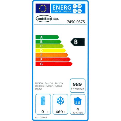 Congélateur professionnel inox 1 porte -18°C à -22°C - Capacité 555L - Refroidissement statique - Combisteel