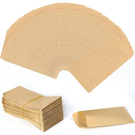 Sacs en Papier Kraft Marron 10 6 cm Sac Alimentaire Pochette Kraft Graines Sachet Recyclable Sac en Kraft Papier Vintage pour Semences Bonbons Biscuits Lettres,Starlight,100Pcs (1/5)