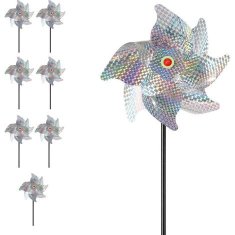 Reflektierende Vogelabwehr-Windmühle, 8-teilig, hochreflektierend, PVC-Material, wirksam gegen Vögel, ungiftig, sicher für landwirtschaftliche Flächen (Farbe) (1/5)