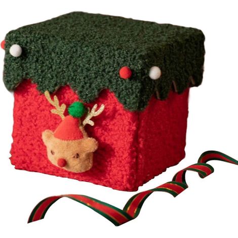Boîte cadeau de Noël, boîte à bonbons, organisateur, boîte de rangement artisanale créative, décoration de Noël à faire soi-même pour biscuits et articles de fête.-Red with Green Lid