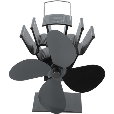 Ventilateur de cheminée auto-généré à moteur de four à combustion à 4 pales, ventilateur de cheminée à énergie thermique, ventilateur de cheminée amélioré résistant aux hautes températures. (1/5)