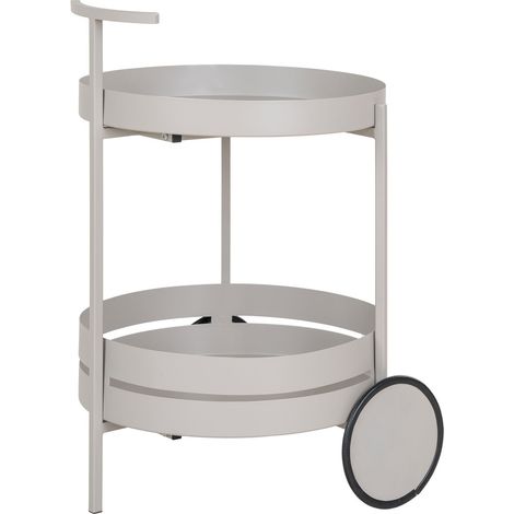 Carrello bar Beja in acciaio grigio 2 ripiani rotondi 40x42x61 cm