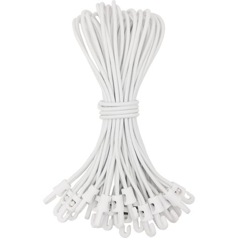 Spanngummis mit Haken 25 Stück, 25 cm, Weiß, dehnbar bis 50 cm (1/5)