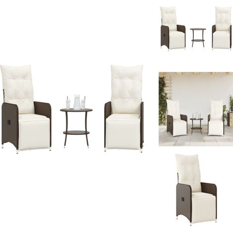 Outdoor-Lehnstühle 2 Stk. mit Tisch Braun Poly Rattan - Gartenmöbel - Lounge Sessel - Rattan Möbel - Gartenset - Esstisch Set (1/5)