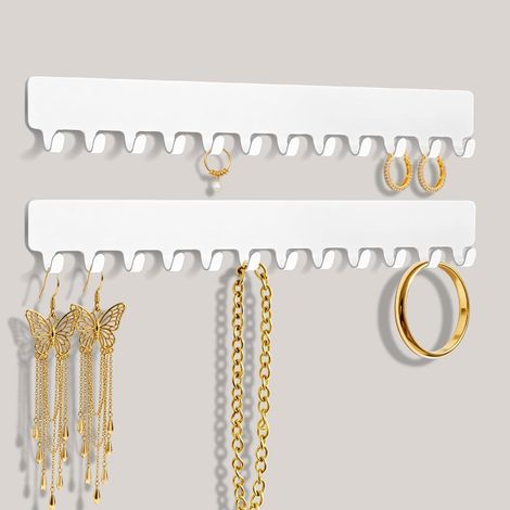 Organisateur mural pour colliers, lot de 2 supports de rangement muraux pour bijoux, présentoir à suspendre pour colliers, bracelets, boucles d'oreilles et accessoires. Idée cadeau pour femmes et fill (1/5)