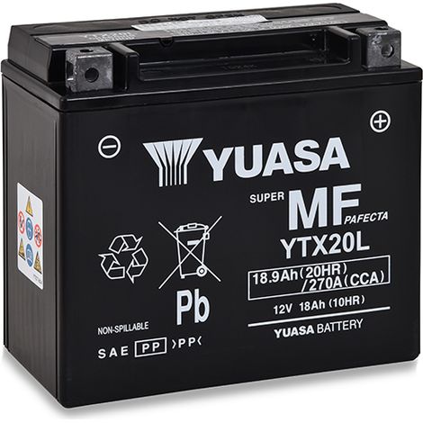 Yuasa – Batterie moto 12V 18Ah YTX20LBS – Plomb étanche AGM préactivée – Compatible Harley Davidson 1450 FXD 2000-2007