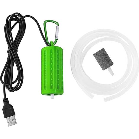 Portable Mini Air Pump USB Powered Fish Tank Tank Fishing Tanks Oxygen Pump Super Quiet Oxygen Pump Silicone Tube with Carabiner and USB Cord (1/5)