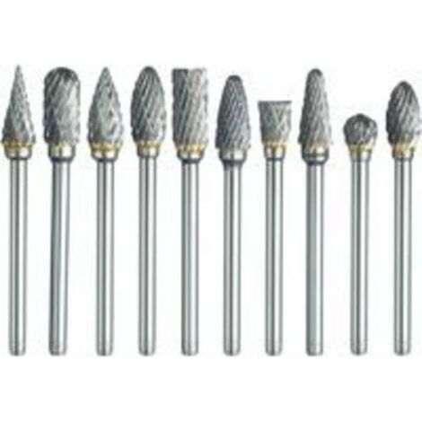 Jeu de fraises rotatives pour Dremel, 10 mèches en carbure à double coupe avec largeur de 1/8 et longueur de tête de 1/4 pour le bricolage, le travail du bois, la gravure, la sculpture (1/5)