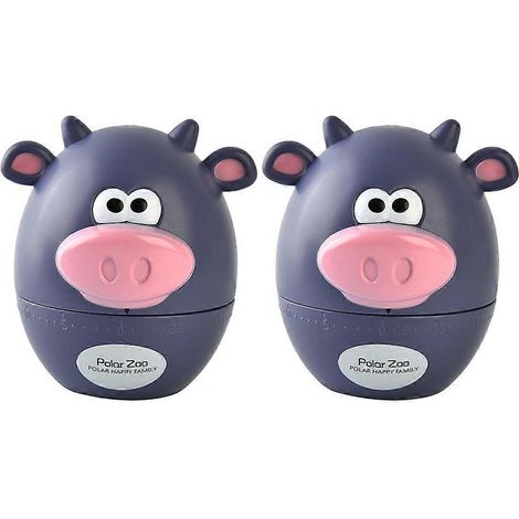 Lot de 2 minuteurs de cuisine en forme de veau, à mécanisme mécanique, pour la pâtisserie (violet).-7.2X6.8cm-Purple