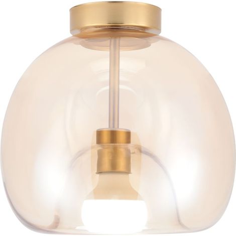 Plafonnier En Verre Lampe De Plafond Rond Plafonnier Rétro Lustre Moderne E27 Pour Couloir Cuisine Salle À Manger Or (1/5)