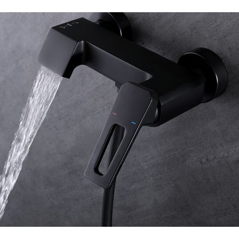 Bathroom Faucet - Single Lever Shower Faucet with Integrated Check Valve - Black (1/5)