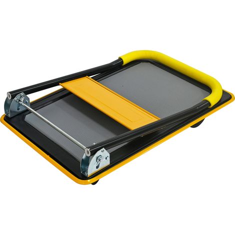 Chariot pliant plateforme en métal jaune avec roulettes pivotantes 360° et capacité 150 kg (1/5)