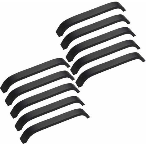 royaluxe - Lot de 10 Poignées Noir de Meubles Moderne 160mm Poignées pour Porte Placard Armoire avec Vis (1/5)