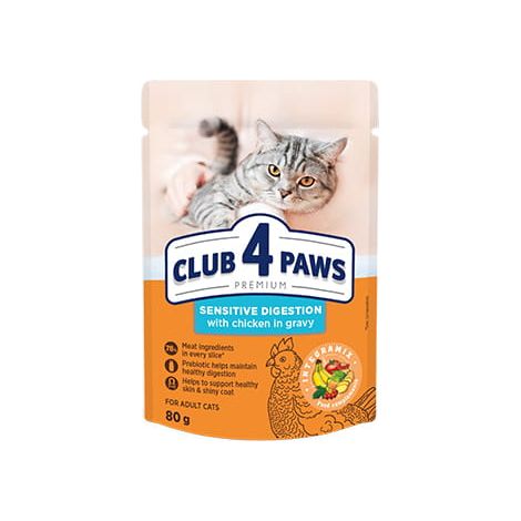 Club 4 Paws Premium Adulto Gato Sensitive Digestión - Sobre de 80 g