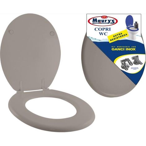 MAURY'S COPRI WATER WC TORTORA KIT DI MONTAGGIO CON GANCI INOX EXTRA RESISTENTE (1/5)