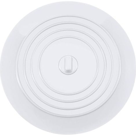 Bouchon de baignoire en silicone pour lavabo, diamètre 15,3 cm, cache-tuyau universel pour cuisine, salle de bain et buanderie (1 pièce, blanc) (1/5)