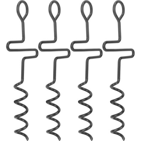 Lot de 4 piquets de tente en spirale, robustes et stables, en fer, pour tentes, trampolines et clôtures de jardin. (1/5)