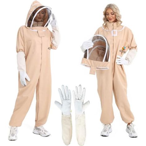 [JAMAIS UTILISÉ]Imkeranzug für Damen und Herren, Größe L, mit Kapuzenschleier und Handschuhen, für professionelle und angehende Imker