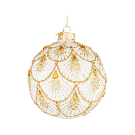Sfera decorativa Stardust in vetro bianco e oro Ø10 cm