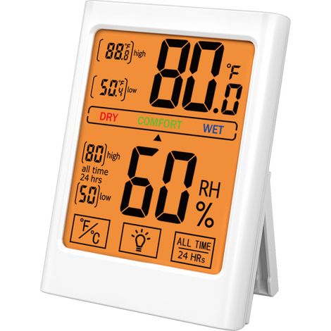 Thermometre Hygrometre Interieur - Ecran Tactile Rétroéclairé - Fixation Magnétique - Sans Fil - Grand Affichage - Pour Chambre Cave à Vin Serre - 1 Piece (1/5)