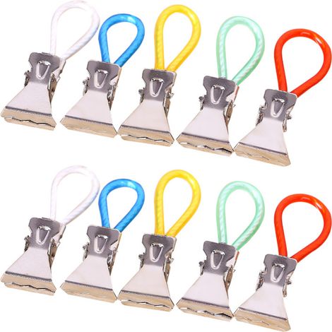 Lot de 10 Crochets à serviettes en acier inoxydable avec pinces métalliques pour cuisine et salle de bain (1/5)