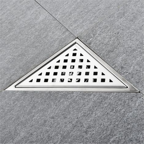 Siphon de sol salle bain, triangulaire argenté pour balcon (1/5)