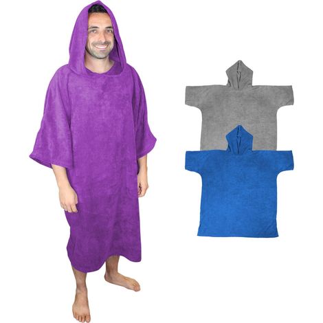 Serviette poncho de bain ou de plage - Adulte - Violet - Vivezen