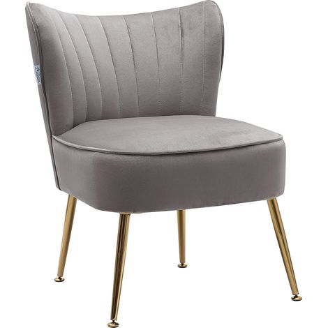 Modern Armless Wingback Accent Chair with Gold Legs (1/5)