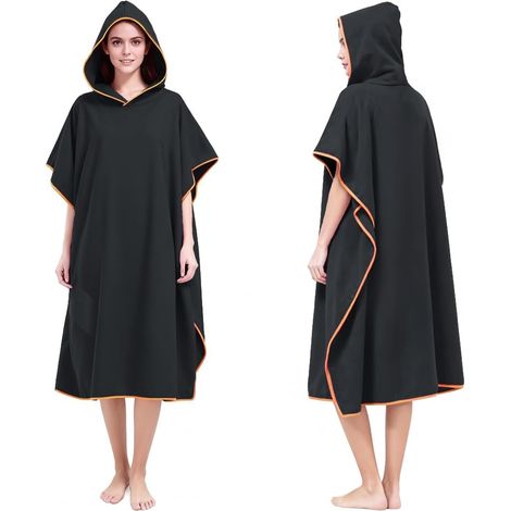Poncho de Plage Adulte, 110  78 cm Peignoir de Bain avec Poche pour Homme Femme, Peignoir Rapid Séchage et Léger, Serviette de Surf avec Capuche pour Plage Natation Plongée(Rose) (1/5)