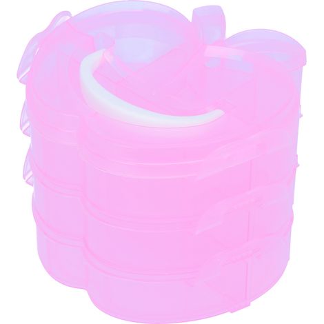 Boîte de Rangement 3 Niveaux Démontable en Forme de Pomme pour Organiser Outils et Jouets - Rose (1/5)