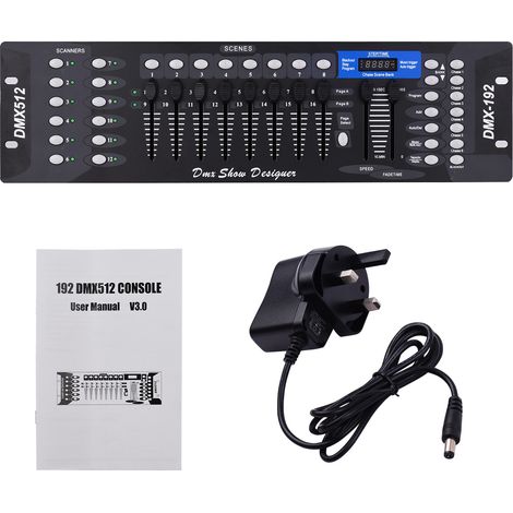 Panneau de commande DMX512 pour éclairage, 192 canaux, programmation audio, écran LED, antenne, idéal pour scènes, DJ, pubs, bars, fêtes, discothèques, mariages et projecteurs PAR. (1/2)