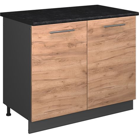 Spülenunterschrank Fame-Line, Goldkraft Eiche/Anthrazit, 100 cm, AP Anthrazit, Vicco (1/5)