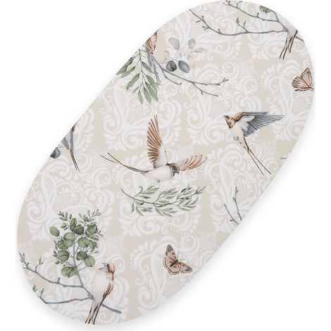 Sábana de algodón para capazo de bebé Boho góndola 75x35 cm - Pájaros marrones (1/3)