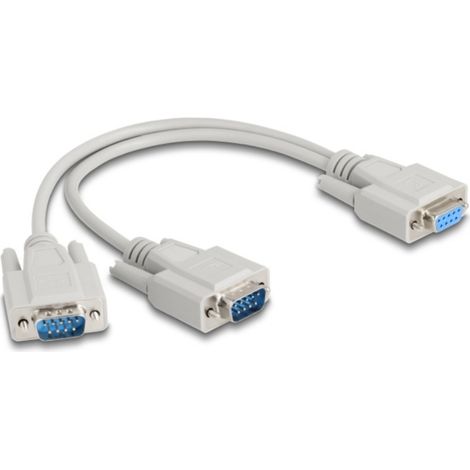 Delock Seriell Y-Adapter [1x D-SUB-Buchse 9pol. - 2x D-SUB-Stecker 9pol.] 0.30 m Beige (1/2)