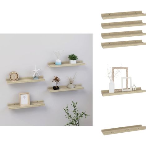 Wandregale 4 Stk. Sonoma-Eiche 40x9x3 cm - Wandregal - Regal - Möbel - Wohnzimmerdeko - Holzregal (1/5)