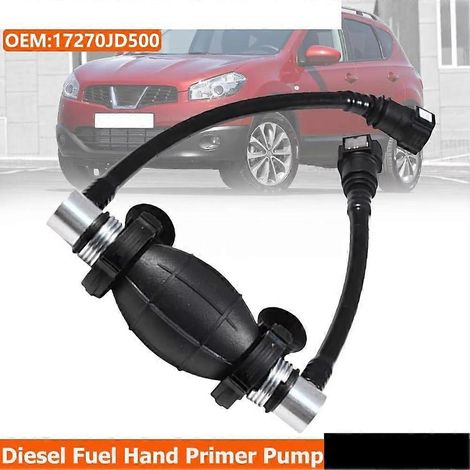 Pompe d'amorçage manuelle pour carburant diesel (réf. 17270JD500 / 17270JY00A) compatible avec Nissan Qashqai J10 (2007-2014) et Renault Koleos 1.5 dCi et 2.0 dCi-SFYGV