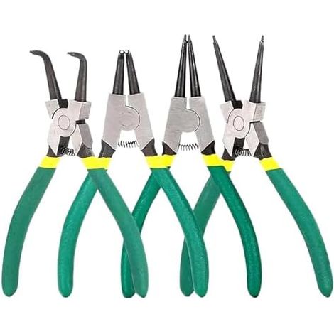 Ensemble de pinces à anneau verrouillage, pince d'arrêt interne avec mâchoire droite, pointes multifonctionnelle courbée, droite robuste pour retirer les anneaux Vert - (1/5)
