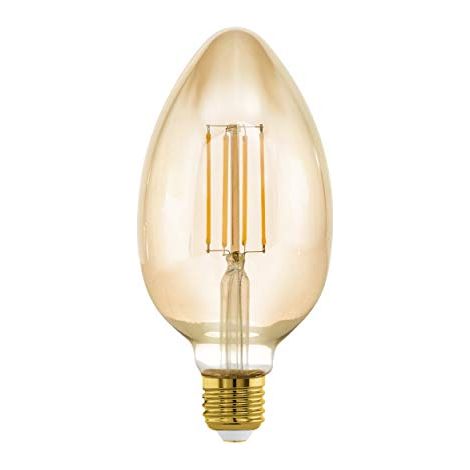 Eglo LED E27 dimmerabile, lampadina vintage ambra di dimensioni medie, retrò a forma di candela, 4,5 Watt (equivalente a 40 Watt), 470 Lumen, bianco caldo, 2200k, B80, Ø 8 cm (1/4)