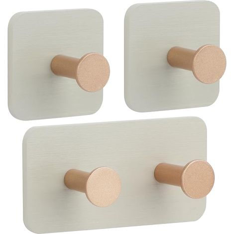Handtuchhalter Bambus, 3 Stück Haken Klebend, Wandhaken Holz, Klebehaken Extra Stark, Bambus Wandhaken Selbstklebend, Handtuchhalter Holz für Wohnzimmer, Schlafzimmer, Büro (Grau) (1/5)
