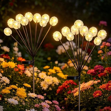 Stück Solarlampen für Außen Garten Deko, 10 LED Löwenzahn Solarleuchten Superhelle Warmweiß IP65 Wasserdicht 2 Modi Solar Licht für Außen Garten Hof Terrasse Weg Landschaft Dekoratives (1/5)